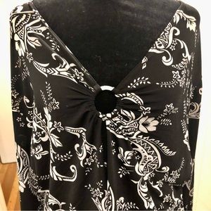 SO Chic Vintage Floral Paisley O ring Bell sleeve Blouse 3x Rachel Rachel